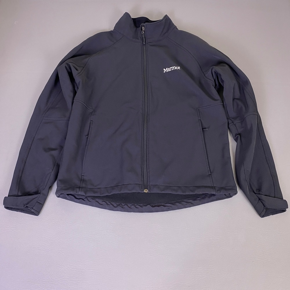 Marmot Softshell Jacket Women's Size Large L Black Fleece Lined‎ Full Zip EUC